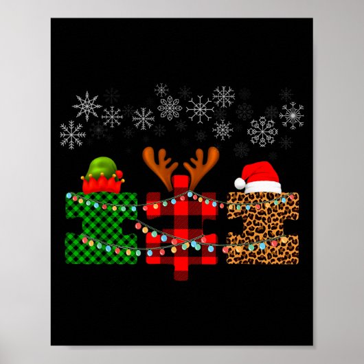 Merry Christmas And Snowflakes Autism Merry Christ Poster (Voorkant)