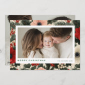 Merry Christmas Anemone Floral Background Feestdagenkaart (Voorkant / Achterkant)