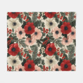 Merry Christmas Anemone Floral Background Fleece Deken (Voorkant (Horizontaal))