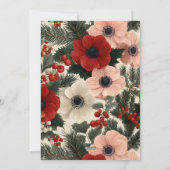 Merry Christmas Anemone Floral Background holiday  Feestdagenkaart (Achterkant)