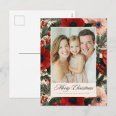 Merry Christmas Anemone Floral Background holiday Feestdagenkaart (Voorkant / Achterkant)