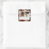 Merry Christmas Anemone Floral Background Vierkante Sticker (Tas)