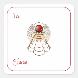Merry Christmas Angel - Cadeau Labels op Stickers