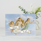 Merry Christmas Angel Dove Banner  Feestdagenkaart (Staand voorkant)