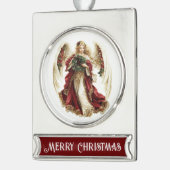 Merry Christmas – Angel  Verzilverd Banner Ornament (Links)
