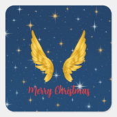 Merry Christmas Angel Wings Vierkante Sticker (Voorkant)