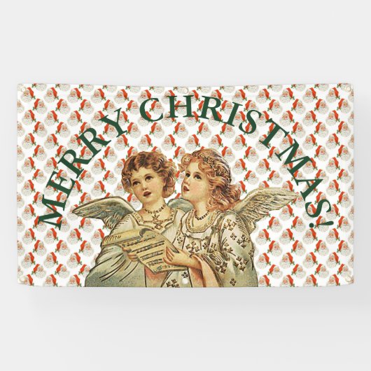 MERRY CHRISTMAS ANGELS Banner MET GROMMET (Horizontaal)