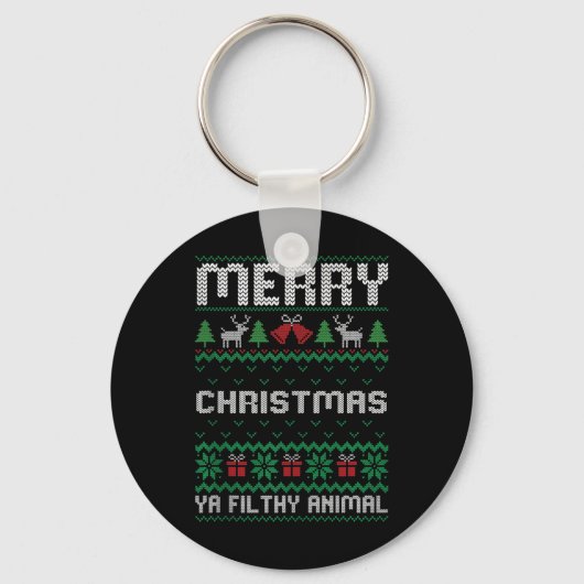 Merry Christmas Animal Filthy Ya Ugly Xmas Family Sleutelhanger (Voorkant)