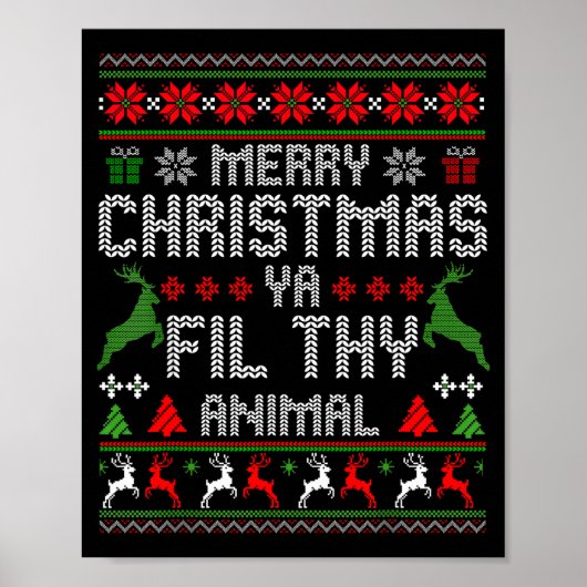 Merry Christmas Animal Filthy Ya Xmas Pajama Chris Poster (Voorkant)
