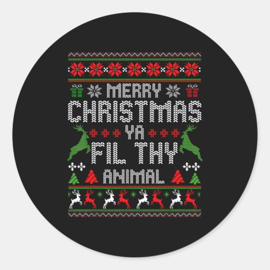 Merry Christmas Animal Filthy Ya Xmas Pajama Chris Ronde Sticker (Voorkant)