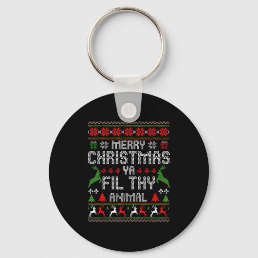 Merry Christmas Animal Filthy Ya Xmas Pajama Chris Sleutelhanger (Voorkant)