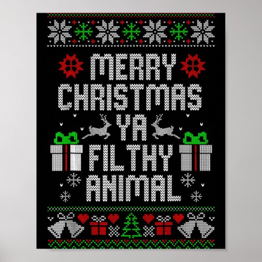 Merry Christmas Animal Filthy Ya Xmas Pajama  Poster (Voorkant)