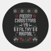 Merry Christmas Animal Filthy Ya Xmas Pajama  Ronde Sticker (Voorkant)