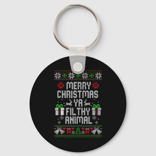 Merry Christmas Animal Filthy Ya Xmas Pajama  Sleutelhanger (Voorkant)