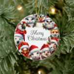 Merry Christmas Animals Santa Hat Keramische Ornam Keramisch Ornament<br><div class="desc">Geniet van de feestdagen met deze schattige beesten in kerstmutsen.</div>