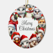 Merry Christmas Animals Santa Hat Keramische Ornam Keramisch Ornament (Links)