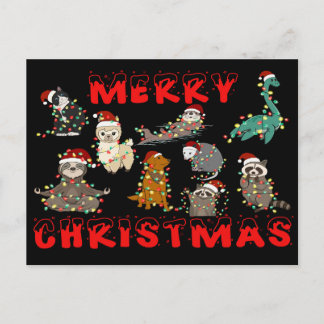 Merry Christmas Animals with Lights  Briefkaart