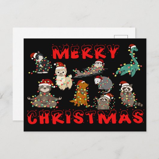 Merry Christmas Animals with Lights  Briefkaart (Voorkant / Achterkant)