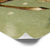 Merry Christmas, Antique Card, Santa and Reindeer Perfect Poster (Hoek)