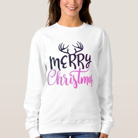 Merry Christmas Antler Sweatshirt for Women (Voorkant)