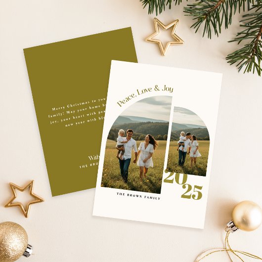 Merry Christmas Arch Family Two Photo Christmas Feestdagenkaart