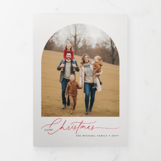 Merry Christmas Arch Multi Photo Gallery Family Drieluik Kaart (Cover)