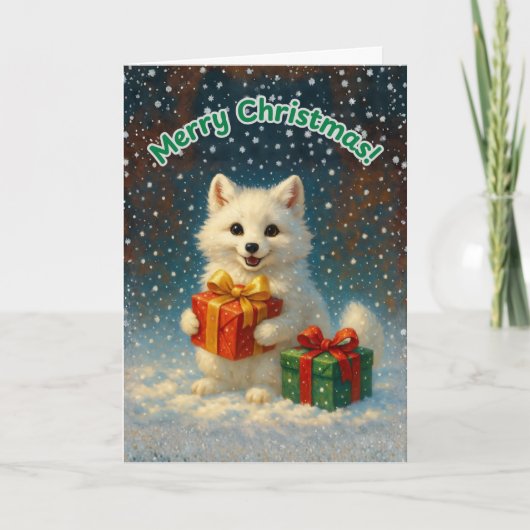 Merry Christmas - Arctic Fox Gift Card Kaart (Voorkant)