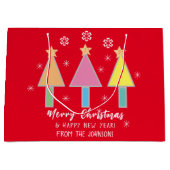 Merry Christmas Art familienaam Modern Cool Schatt Groot Cadeauzakje (Voorkant)