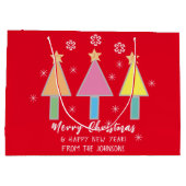 Merry Christmas Art familienaam Modern Cool Schatt Groot Cadeauzakje (Achterkant)