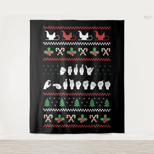 Merry Christmas - ASL Amerikaanse Gebarentaal I Wandkleed (Voorkant)