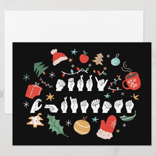 Merry Christmas - ASL Amerikaanse Gebarentaal III Feestdagenkaart (Voorkant / Achterkant)