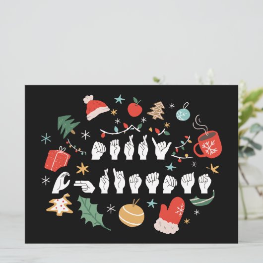 Merry Christmas - ASL Amerikaanse Gebarentaal III Feestdagenkaart (Staand voorkant)