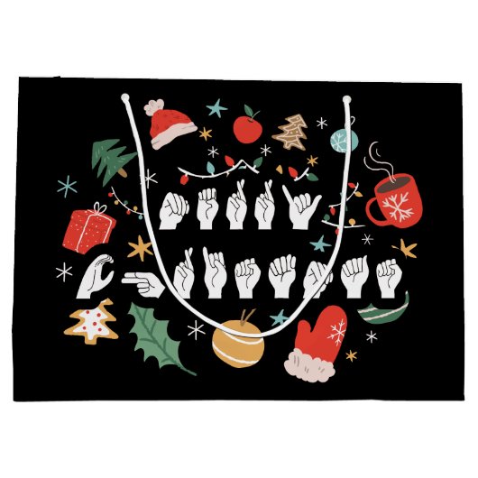 Merry Christmas - ASL Amerikaanse Gebarentaal III Groot Cadeauzakje (Achterkant)