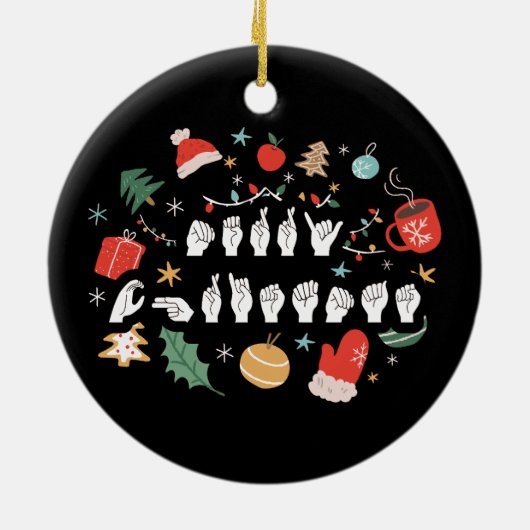 Merry Christmas - ASL Amerikaanse Gebarentaal III Keramisch Ornament (Achterkant)