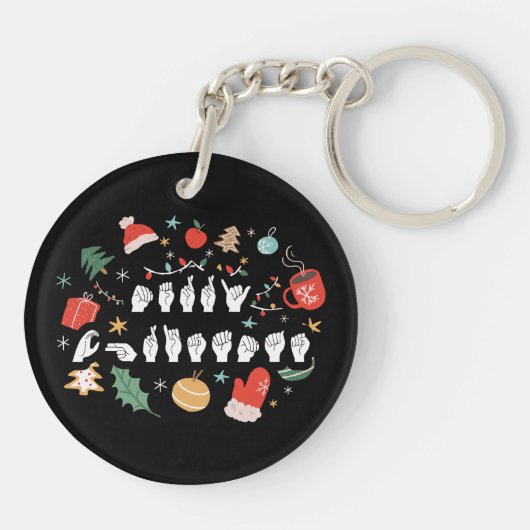 Merry Christmas - ASL Amerikaanse Gebarentaal III Sleutelhanger (Achterkant)