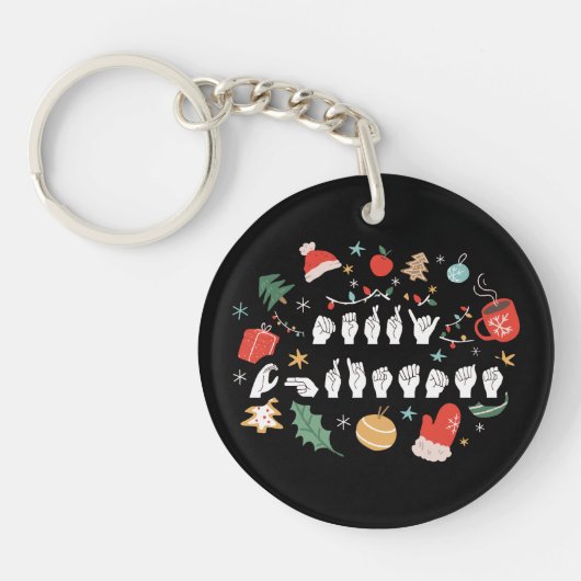 Merry Christmas - ASL Amerikaanse Gebarentaal III Sleutelhanger (Voorkant)