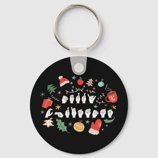 Merry Christmas - ASL Amerikaanse Gebarentaal III Sleutelhanger (Voorkant)