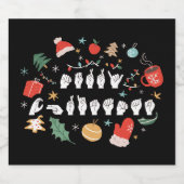 Merry Christmas - ASL Amerikaanse Gebarentaal III Sparkling Wijnetiket (Enkel label)