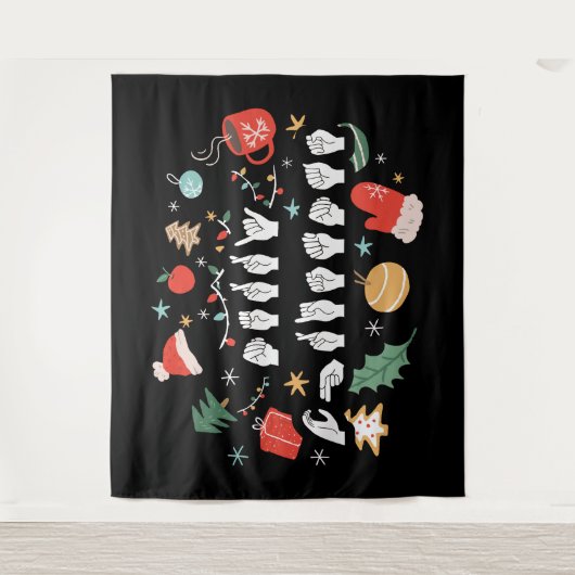 Merry Christmas - ASL Amerikaanse Gebarentaal III Wandkleed (Voorkant)