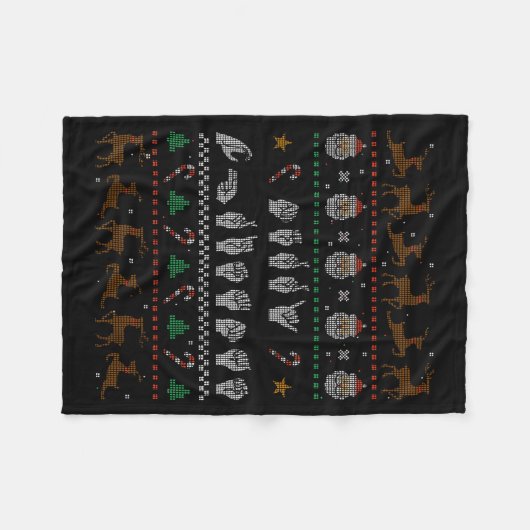 Merry Christmas Asl Sign Language Deaf Pride Sped Fleece Deken (Voorkant (Horizontaal))