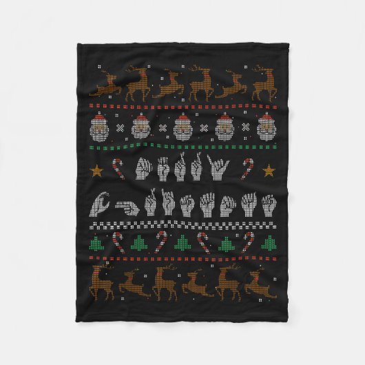 Merry Christmas Asl Sign Language Deaf Pride Sped  Fleece Deken (Voorkant)