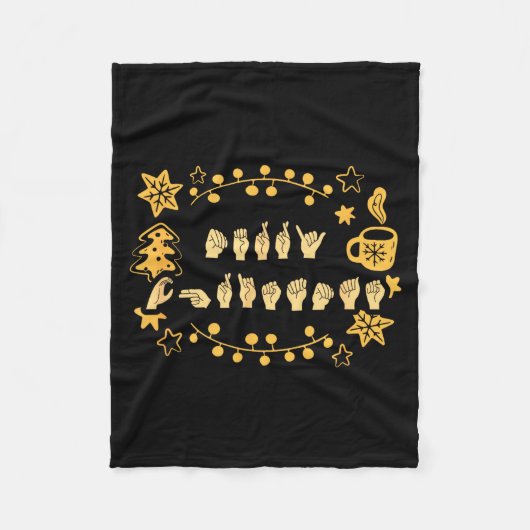 Merry Christmas Asl Sign Language Deaf Sped Women Fleece Deken (Voorkant)