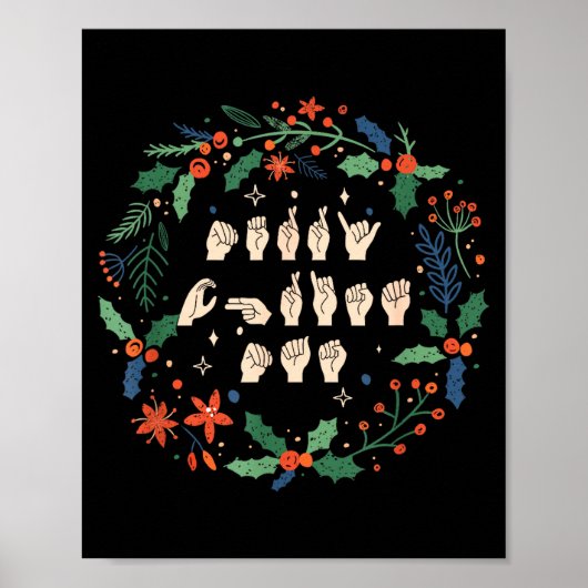 Merry Christmas Asl Sign Language Deaf Sped Women  Poster (Voorkant)