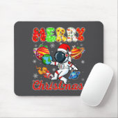Merry Christmas Astronaut Santa Hat Snowflakes Tre Muismat (Met muis)
