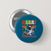 Merry Christmas Astronaut Santa Hat Snowflakes Tre Ronde Button 5,7 Cm (Voorkant /achterkant)