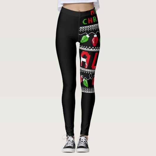 Merry Christmas Aunt Light Ugly Christmas Leggings (Voorkant)