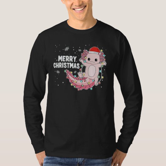 Merry Christmas Axolotl Xmas Lights Salamander 1 T-shirt (Voorkant)