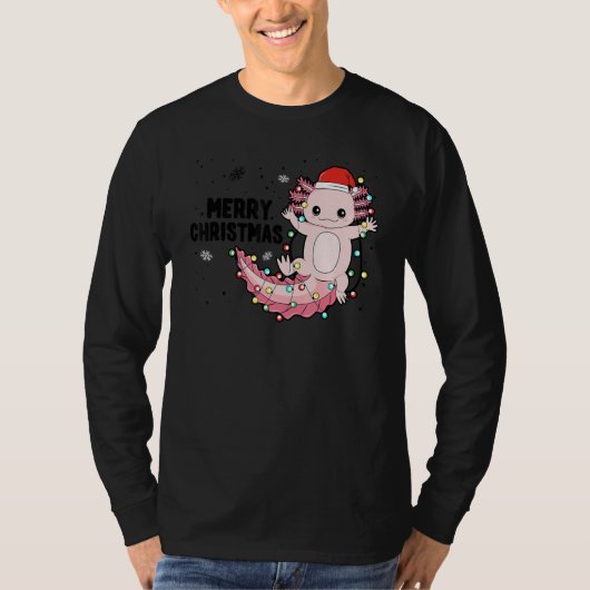 Merry Christmas Axolotl Xmas Lights Salamander T-shirt (Voorkant)