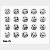 MERRY CHRISTMAS b&w clip art Ronde Sticker (Vel)