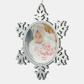 Merry Christmas Baby Photo Tin Sneeuwvlok Ornament (Rechts)